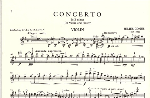 Conus, Julius (Galamian): Violin Concerto in E minor (violin & piano)
