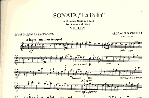 Corelli, Arcangelo: Sonata ''La Folia'' Op.5  No. 12 (violin & piano)