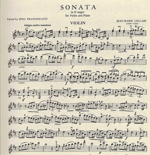 Leclair, Jean-Marie (Francescatti): Sonata in d (violin & piano)