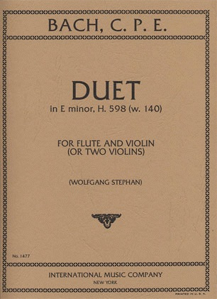 Bach, C.P.E.: Duet in E minor, H.598 (W. 140) (violin, and flute)(two violins)
