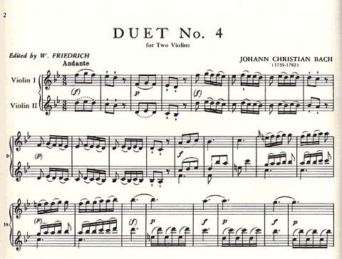 Bach, J.C. (Friedrich): Six Duets, Volume II (two violins)