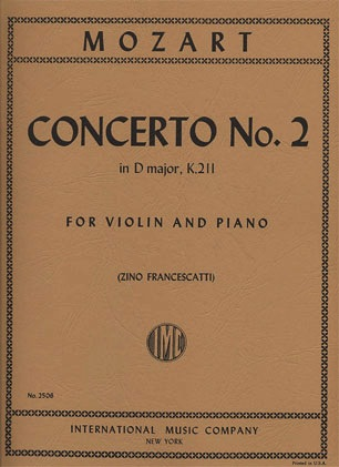 Mozart, W.A. (Francescatti): Concerto No.2 in D KV 211 (violin/piano) urtext