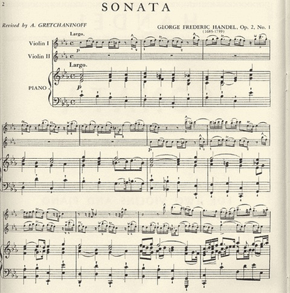 Handel, G.F.: Sonata in C minor Op.2#1 (2 Violins & Piano)