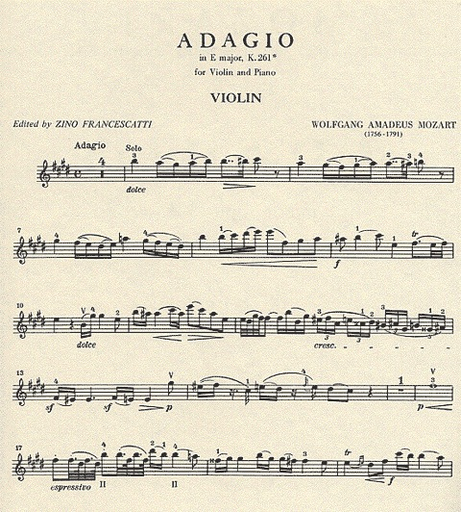 Mozart, W.A.: Adagio in E, K.261 (violin & piano)