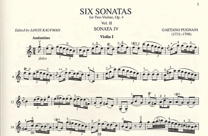 Pugnani, Gaetano: Six Sonatas Op.4 Vol.2 (2 Violins)