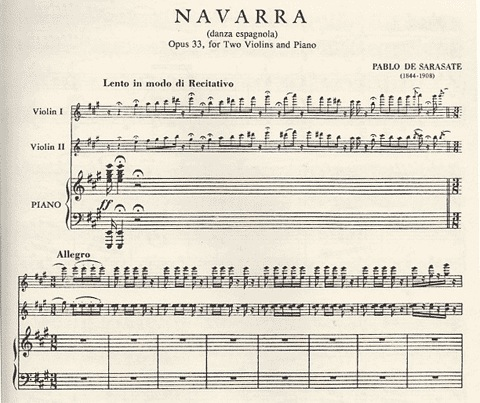 Sarasate, Pablo: Navarra Op.33 (2 violins & piano) IMC