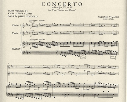 Vivaldi, Antonio: Concerto in D F.I.#41 (2 violins & piano)
