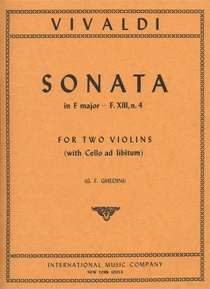 Vivaldi, Antonio: Sonata in F Op.13 #4 (2 violins & piano w/ cello ad libitum)