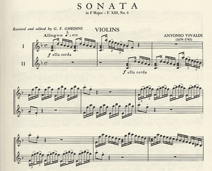 Vivaldi, Antonio: Sonata in F Op.13 #4 (2 violins & piano w/ cello ad libitum)