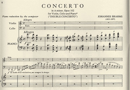 Brahms (Fournier/Francescatti): Double Concerto in A minor, Op.102 (violin, cello, & piano reduction)