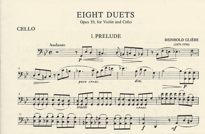 Gliere, Reinhold: Eight Duets Op.39 (Violin & Cello) IMC