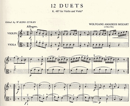 Mozart (Lyman): 12 Easy Duets K.487 (Violin & Viola) IMC