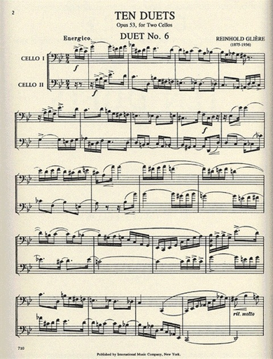 Gliere, Reinhold: Ten Duets, Op. 53 Vol. 2 (2 cellos)