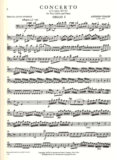 Vivaldi, A.: Concerto in G Minor, RV 531 (2 Cellos & Piano) IMC
