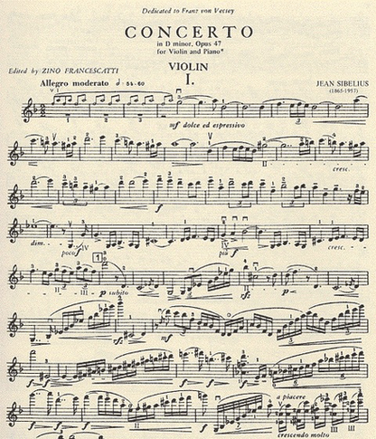 Sibelius, J. (Francescatti): Concerto in D minor, Op.47 (violin & piano) IMC