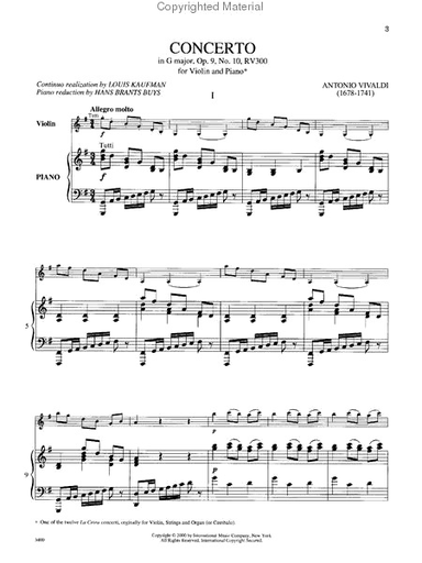 Vivaldi, A.: Concerto''La Cetra'' Op.9 No.10 RV 300 (violin & piano)