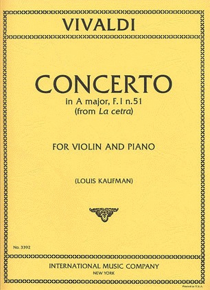 Vivaldi, A.: Concerto in A major  F.I. N. 51 from ''La cetra''(violin & piano)