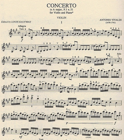 Vivaldi, A.: Concerto in A major  F.I. N. 51 from ''La cetra''(violin & piano)