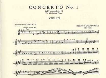 Wieniawski, H. (Galamian): Concerto #1 in F# minor Op.14 (violin & piano)
