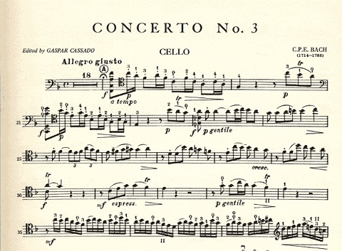Bach, C.P.E. (Cassado): Concerto No.3 in A Major (F Major) (cello, and piano)