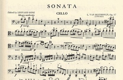 Beethoven (Rose): Sonata for Piano & Horn or Cello Op.17 (cello & piano)