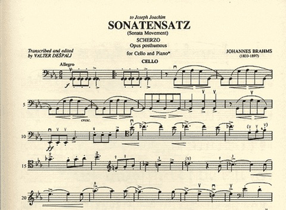 Brahms, Johannes (Despalj): Sonatensatz-Scherzp Op.posth (cello & piano)