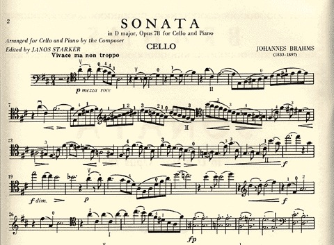 Brahms, Johannes (Starker): Sonata Op.78 in D major (cello & piano)
