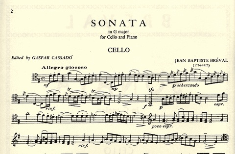 Breval, J.B. (Cassado): Sonata in G Major (cello & piano)