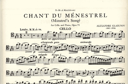 Glazunov, Alexander: Chant du Menestrel-Minstrel's Song Op. 71 (cello & piano)