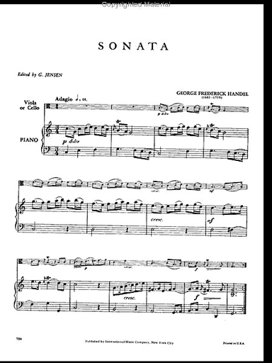 Handel, G.F. (Jensen): Sonata in C Major (cello & piano)