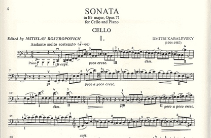 Kabalevsky, Dmitri (Rostropovich): Sonata Op.71 (cello & piano)