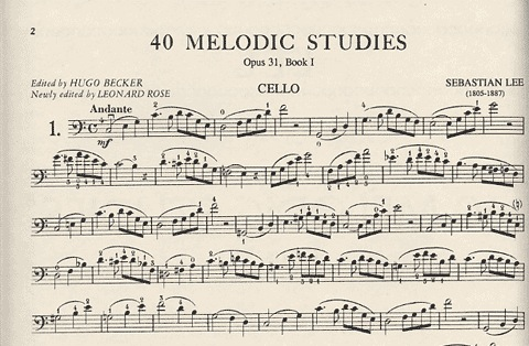 Lee: 40 Melodic Studies, Opus 31: Volume I for cello solo