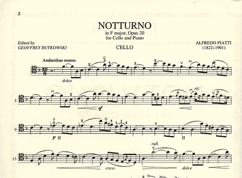 Piatti, Alfredo: Notturno in F major Op.20 (cello & piano)