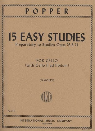 Popper (Woerl): 15 Easy Studies, Preparatory to Studies Op.76 & 73 (2 cellos)