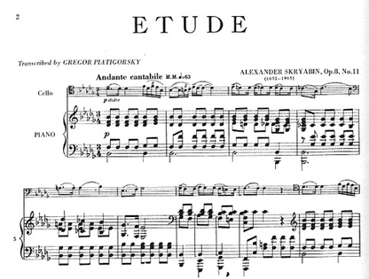 Scriabin (Piatigorsky): Etude No.11, Op.8 (cello & piano) International