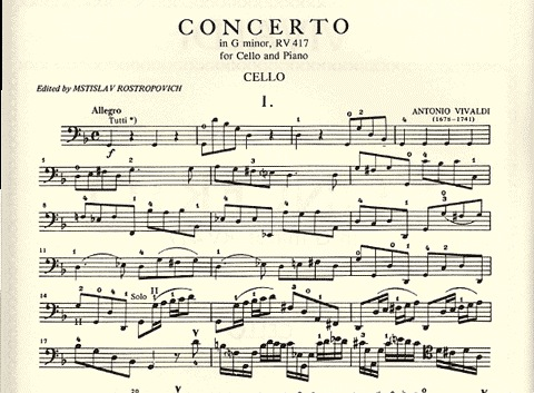 Vivaldi, A.: Concerto in g minor n.15 RV417 (cello & piano)