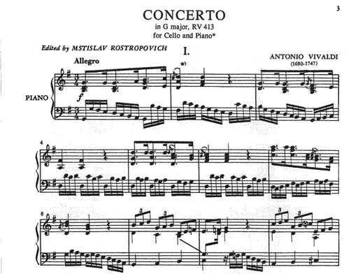 Vivaldi: Concerto in G n.12 RV413 (cello & piano) IMC