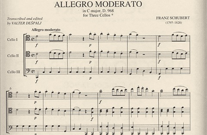 Schubert, Franz: Allegro Moderato in C major, D.968 (3 cellos, score & parts)