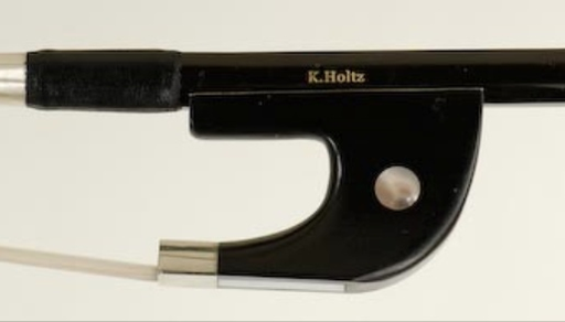 K. Holtz 1/4 fiberglass German-style bass bow with ebony frog and horsehair