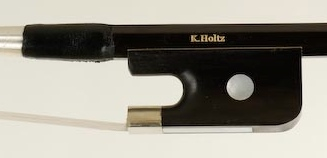K. Holtz 1/4 fiberglass French-style bass bow with ebony frog and horsehair