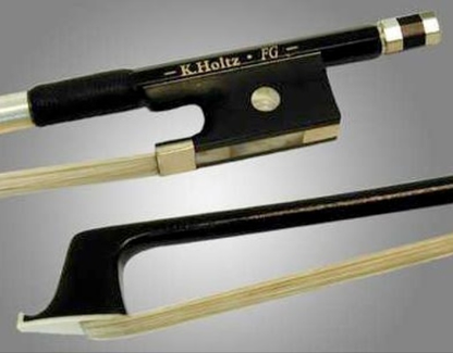 K. Holtz 1/2 fiberglass cello bow with ebony frog and horsehair