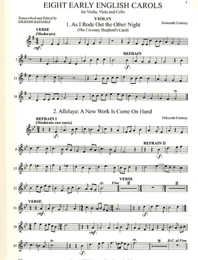 Bastable, Graham: Eight Early English Carols score & parts (violin, viola & cello)