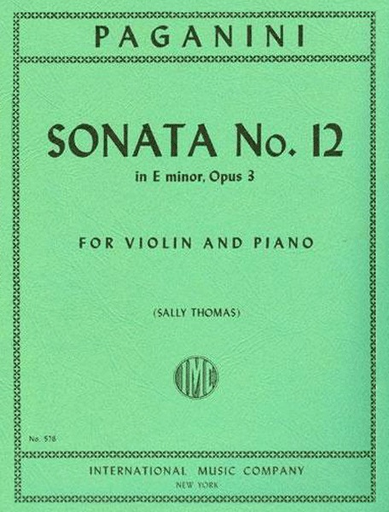 Paganini, Niccolo: Sonata No. 12 in E minor Op.3 (violin & piano)