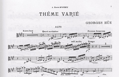 Hue, Georges: Theme Varie (viola & piano)