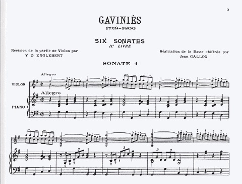 Gavinies, Pierre: Six Sonatas Bk.2 #4-6 (violin & piano)