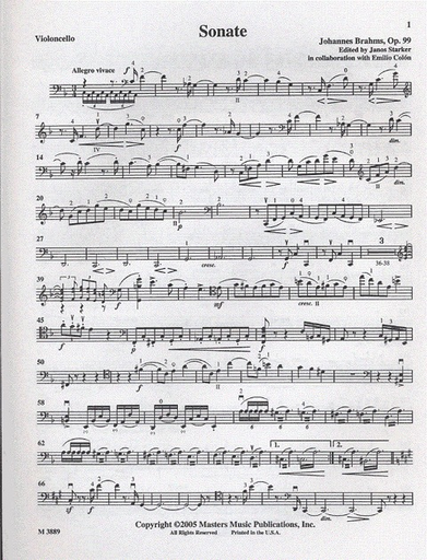 Brahms, Johannes (Starker): Sonata No.2 Op.99 in F (cello & piano)