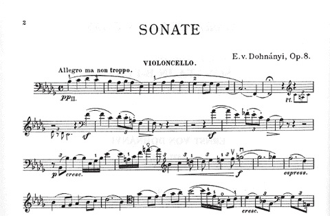 Dohnanyi, Ernst von: Sonata in Bb Op.8 (cello & piano)