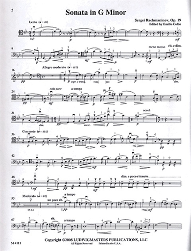 Rachmaninoff, Sergei (Colon): Sonata in G mi Op.19 (Cello & Piano)