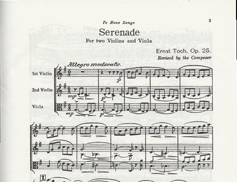 Toch, Ernst: Serenade Op.25 (2 violins, Viola)