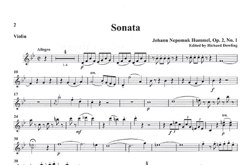 Hummel, Johann Nepomuk: Sonata in Bb Op.2 No.1 (violin, cello, piano)